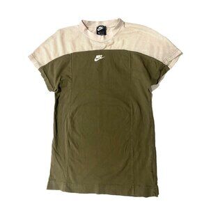 NIKE Sportswear Mesh Panel Tshirt Dress Green XS Streetwear Gorpcore Sporty Chic